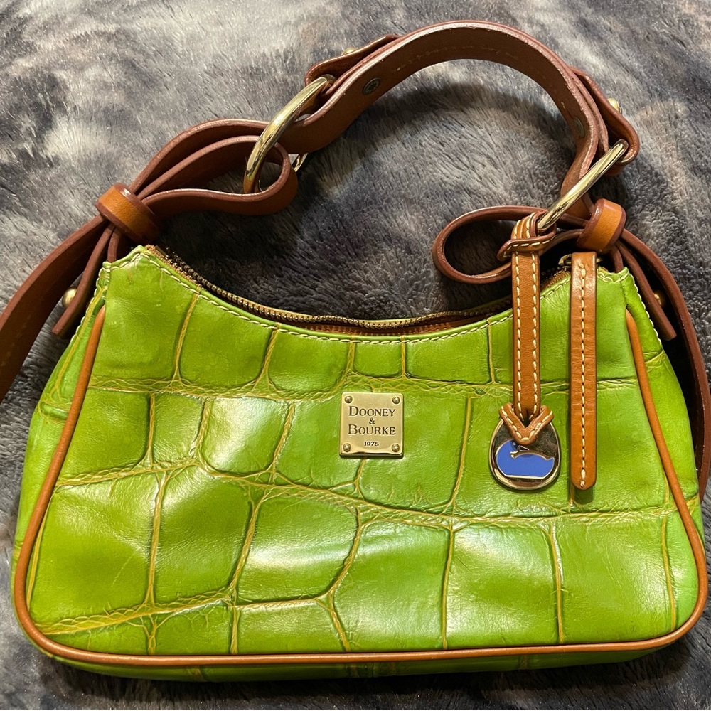 Dooney & Bourke Green Croc-Embossed Hobo Bag